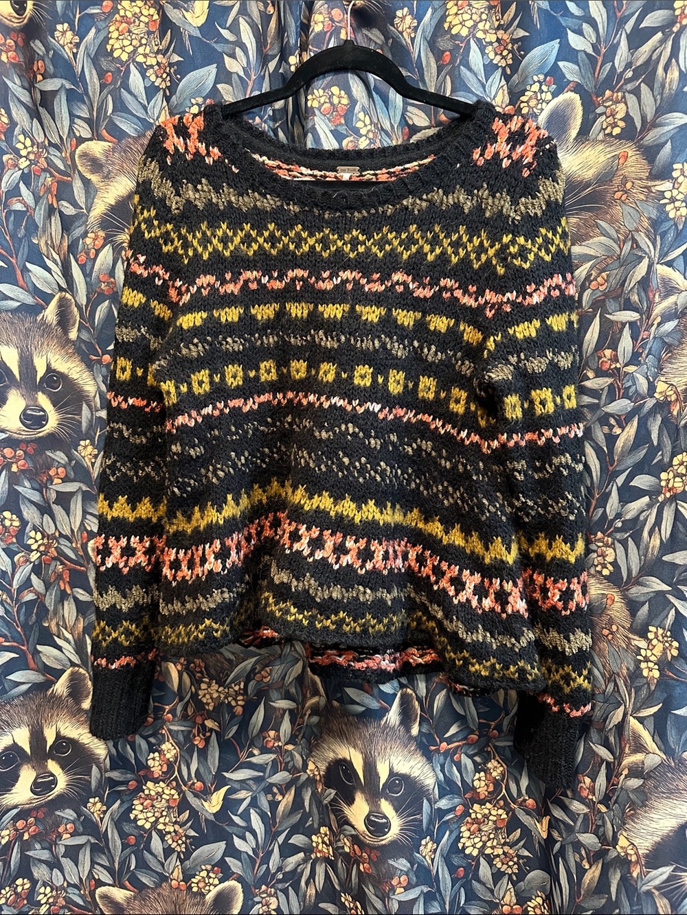 Free People Through The Storm Pullover Sweater Size Large L Fair Aisle